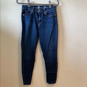 7 For All Mankind Blue Skinny Jeans Sleek Fit